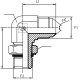 Адаптер 90° JIC(ш) 1.1/16" - Metric(ш) 22X1.5 o.r.+ контргайка (Vitillo SPA)